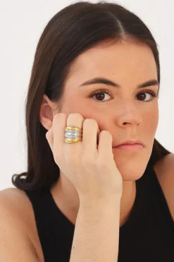 Fashion Anillo Bicolor Anillos De Meñique