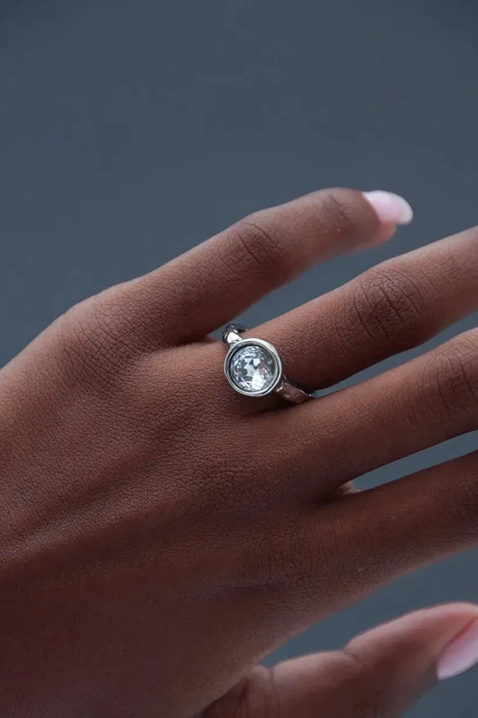 New Anillo Cristal Redondo Anillos De Meñique