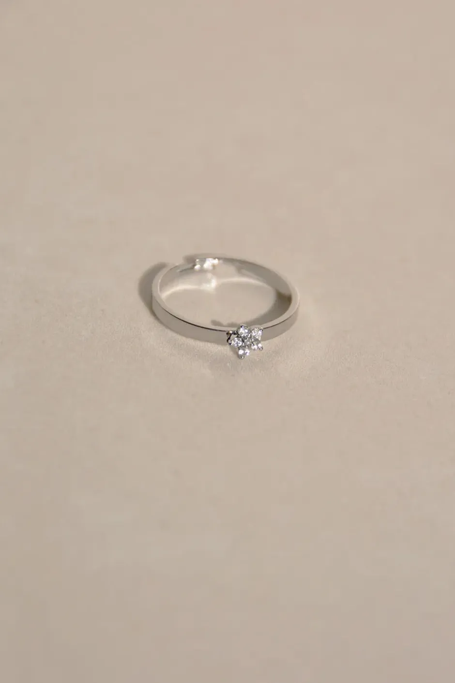 Fashion Anillo Flor Circon Anillos Ajustables