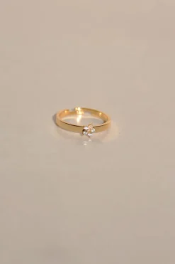 Fashion Anillo Flor Circon Anillos Ajustables