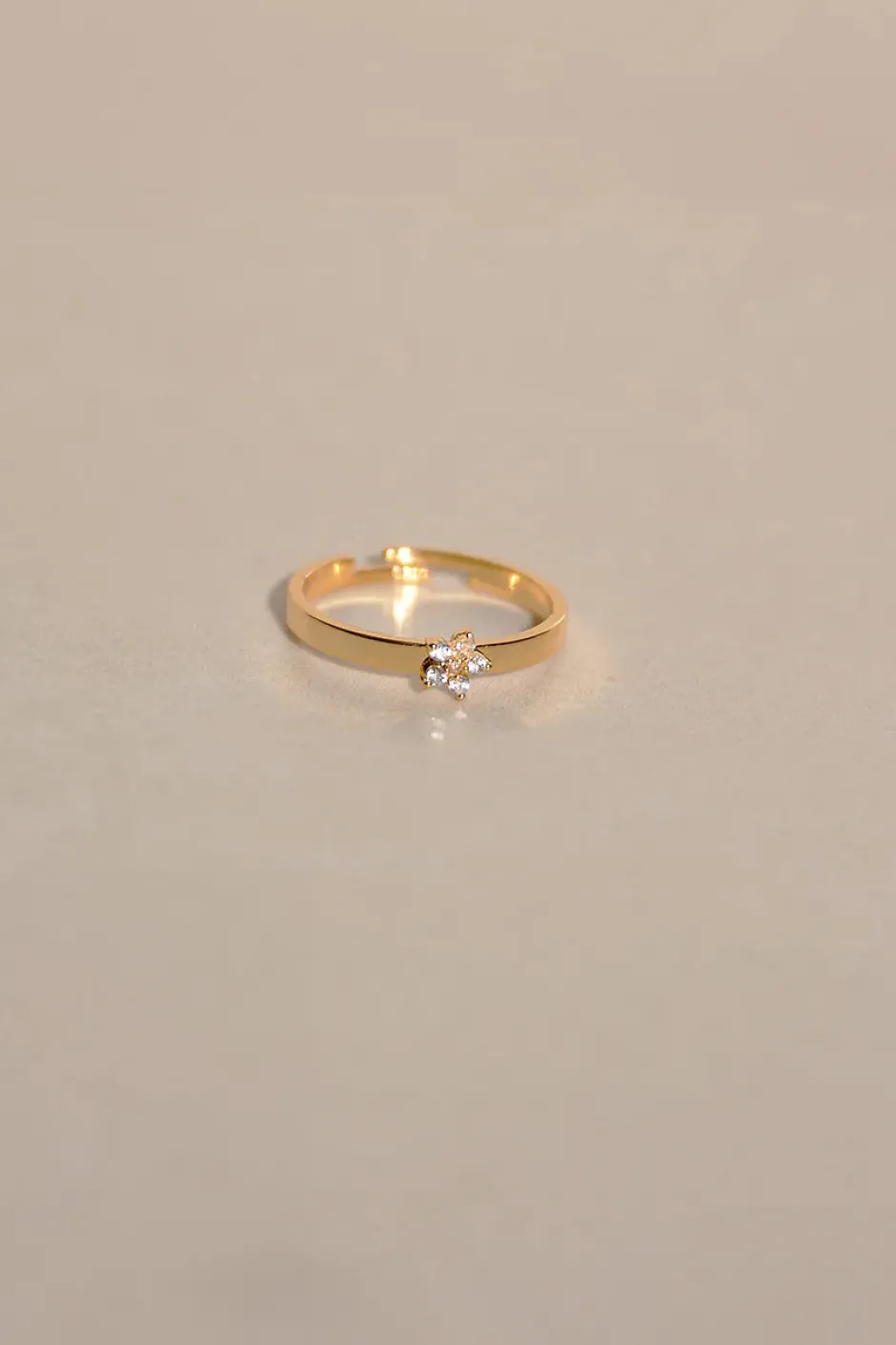 Fashion Anillo Flor Circon Anillos Ajustables