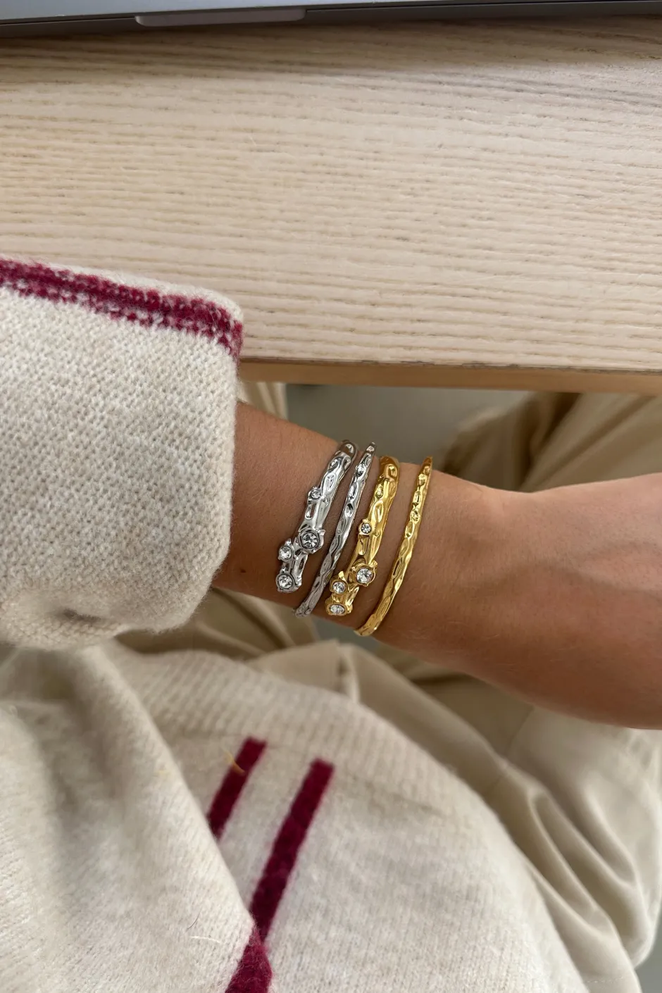 Discount Brazalete Textura Circonitas Pulseras Con Circonitas