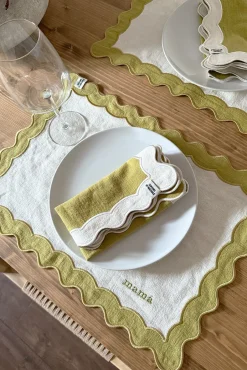 Outlet Mantel Individual Ondas Pistacho Individuales