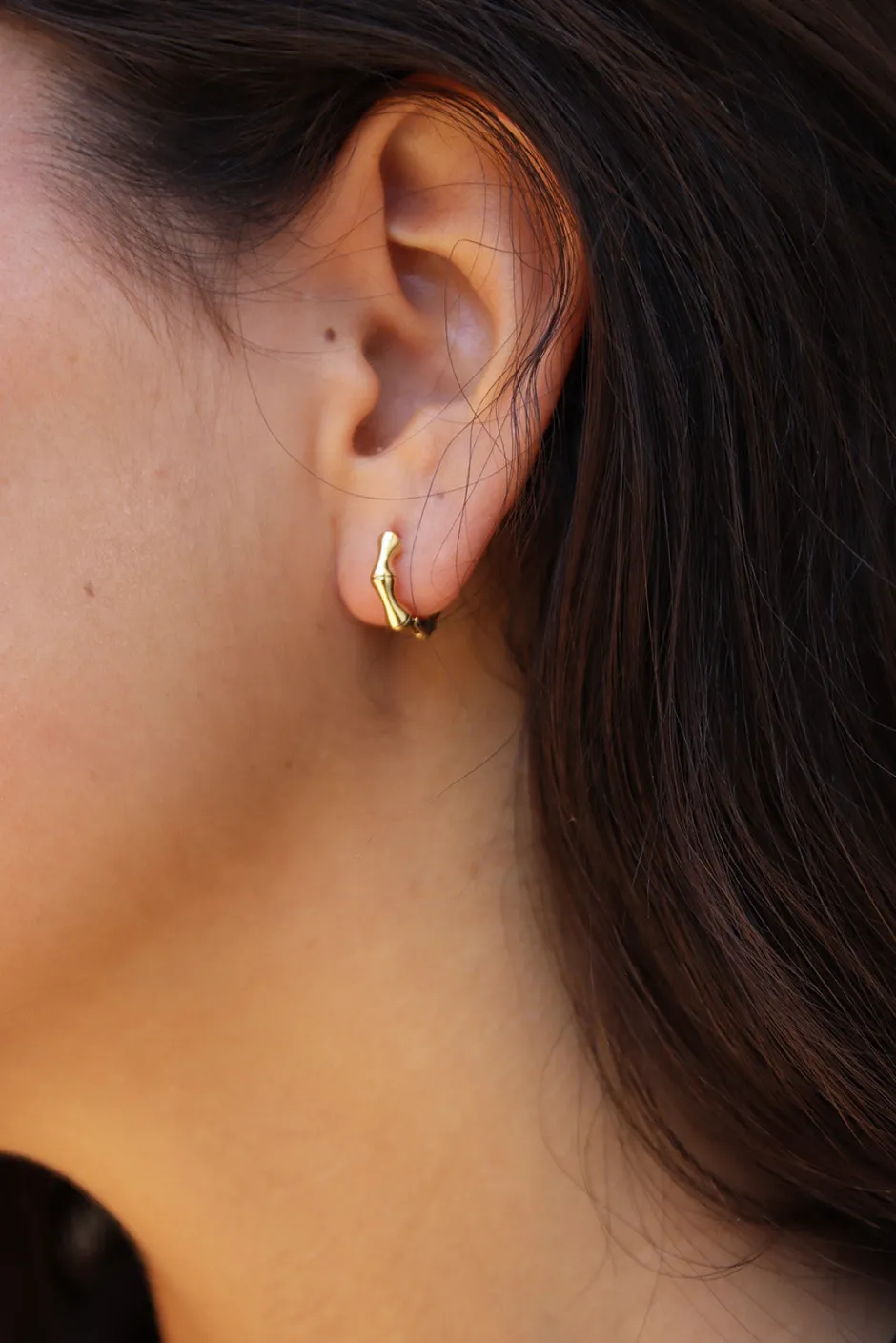 Clearance Mini Arito Bambú 7 mm Mini Pendientes Y Aritos