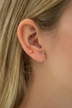 New Mini Pendiente Circon Naranja y Rosa Mini Pendientes Y Aritos