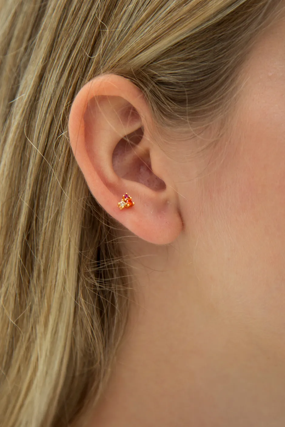 New Mini Pendiente Circon Naranja y Rosa Mini Pendientes Y Aritos