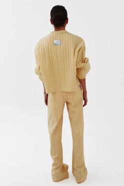 Online Pantalón Recto Rayas Orange Pantalones
