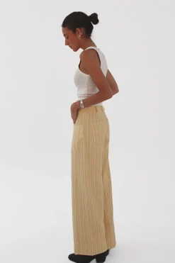 Online Pantalón Recto Rayas Orange Pantalones