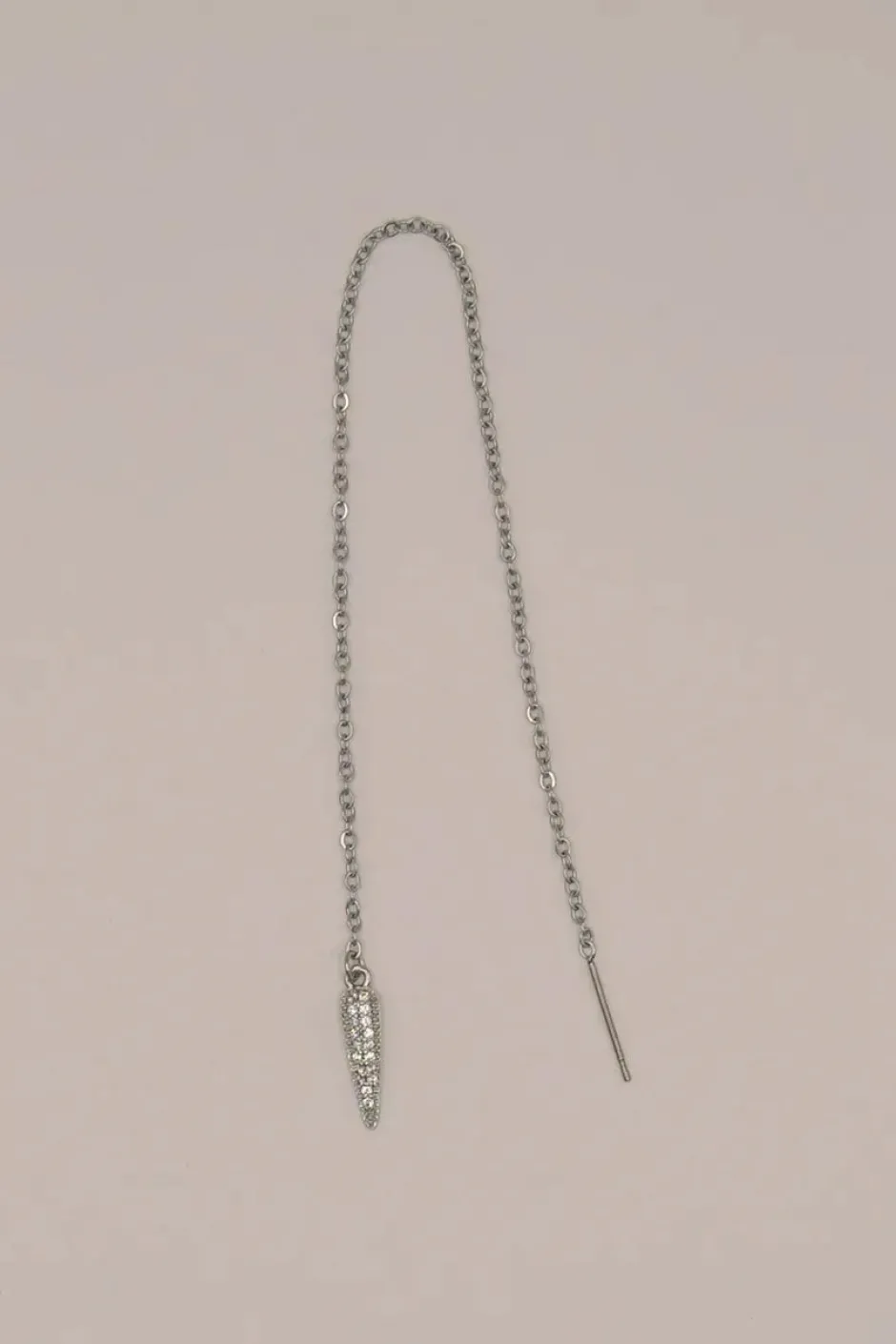 New Pendiente Cadena Pincho Circon (Unidad) Dobles Cadena