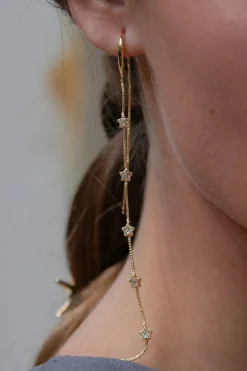 Fashion Pendiente Doble Cadena Estrellas (Unidad) Dobles Cadena