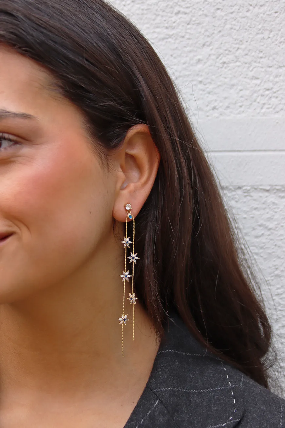 Clearance Pendientes Flores Azules Pendientes Y Aros Grandes